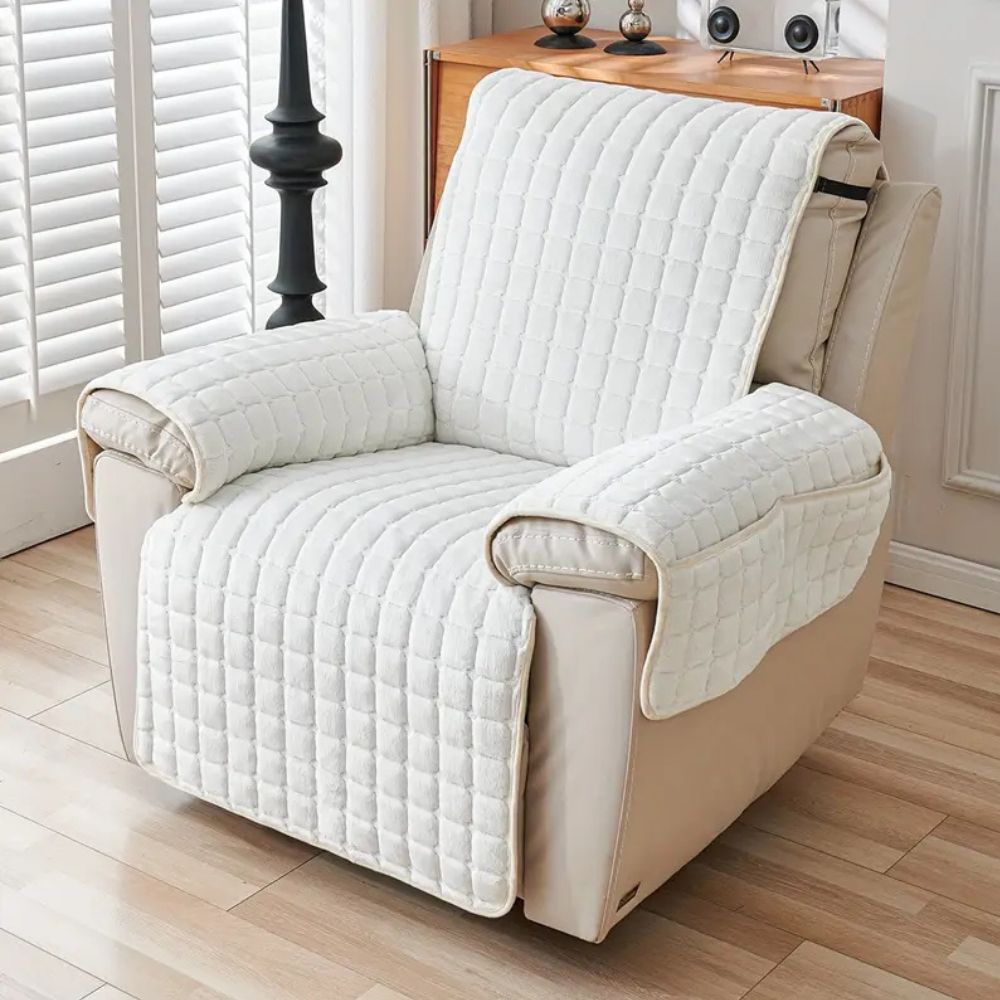 Quilted Recliner Slipcover with Storage Pocket – Microfiber Furniture Protector for Living Room, Family Room & Den – Anti-Slip Chair Cover | Thomler