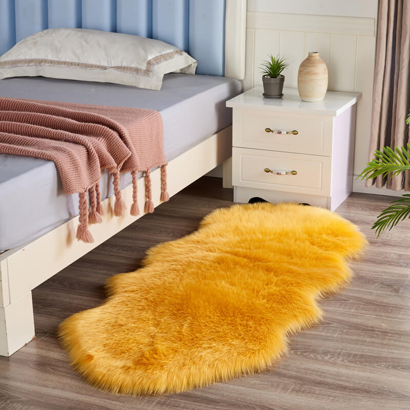 Plush Synthetic Sheepskin Floor Mat in Multiple Sizes & Colors | Thomler