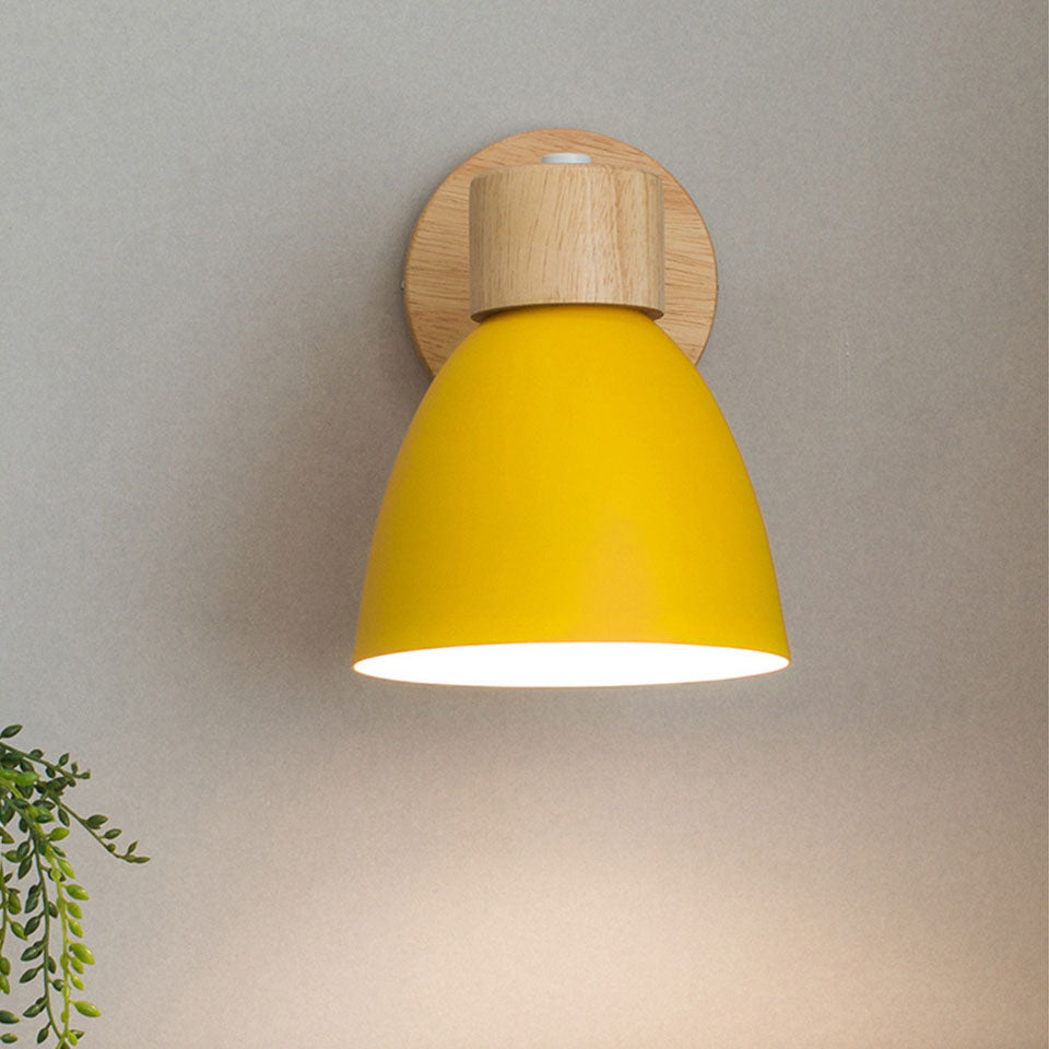 Wall Lamp Iron Wood 5.9 in Modern Bedroom Bedside Lighting Fixture E26 Hardwired Living Room Study Light | Thomler