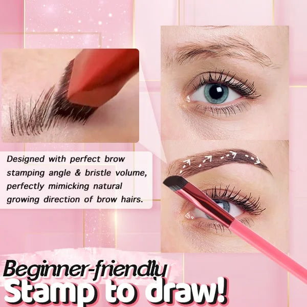 Eyebrow Hair-Stroke Stamp Brush – Instant Natural Brows with Microblading Effect for Powder, Gel & Pomade | Water-Resistant, Ergonomic | Thomler
