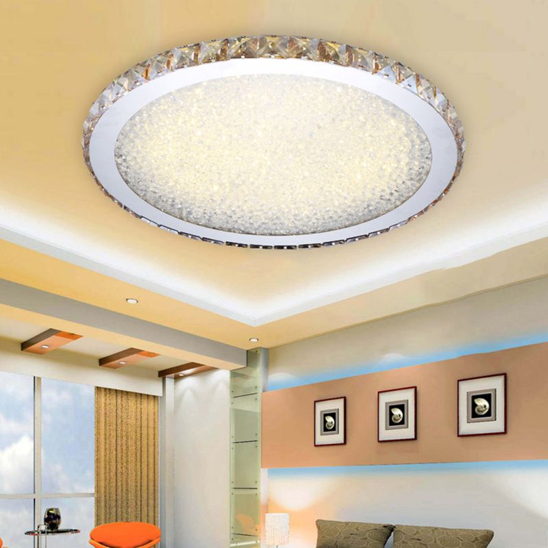 Crystal Flush Mount Overhead Fixture – Elegant Metal & Glass Design for Bedroom, Dining, Living Room | Thomler