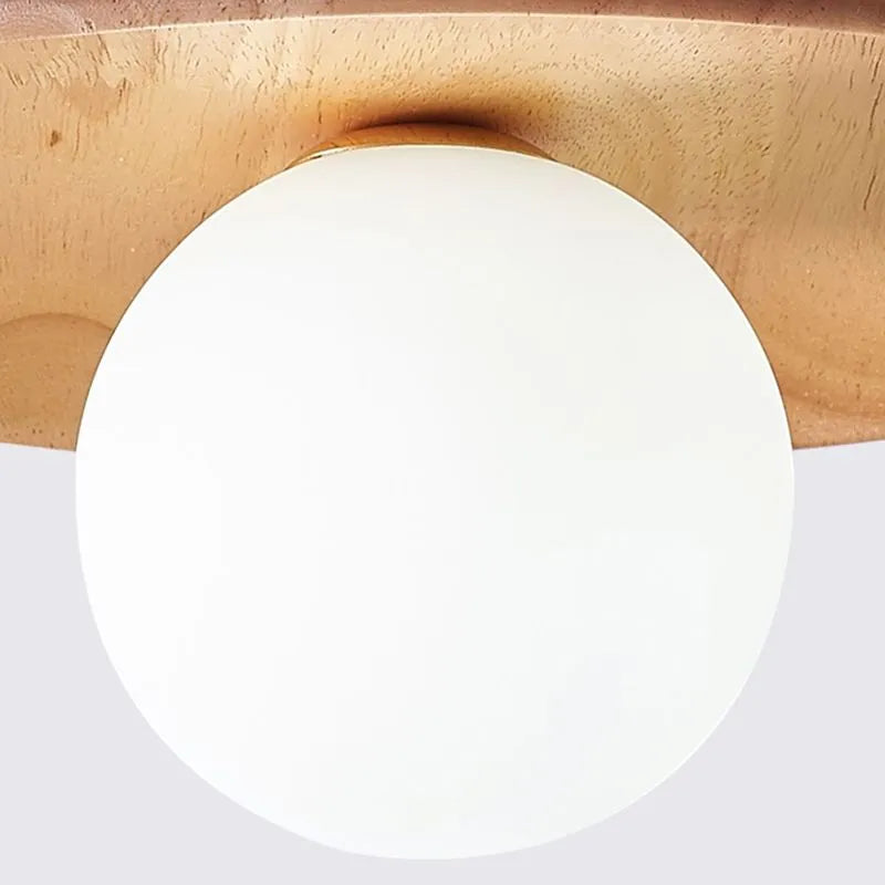 Contemporary Wood & Glass Globe Ceiling Light – Hardwired Flush Mount for Kitchen & Bedroom – G9 LED Base | Thomler