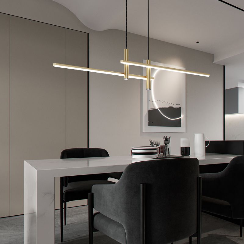 Linear Track Pendant Light Metal 2-Spotlight Bar Adjustable Modern Suspended Fixture for Kitchen Island Dining Living Room | Thomler