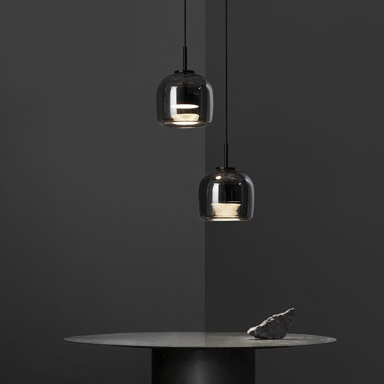 Charcoal Translucent Glass Drop Ceiling Fixture – Modern Ambient Hanging Lamp for Dining Room & Kitchen Island | Thomler