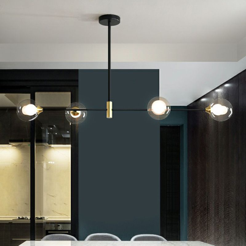 Modern Bubble Glass Chandelier with Black Metal Frame – Multi-Directional Pendant Lighting for Dining Room & Living Room | Thomler