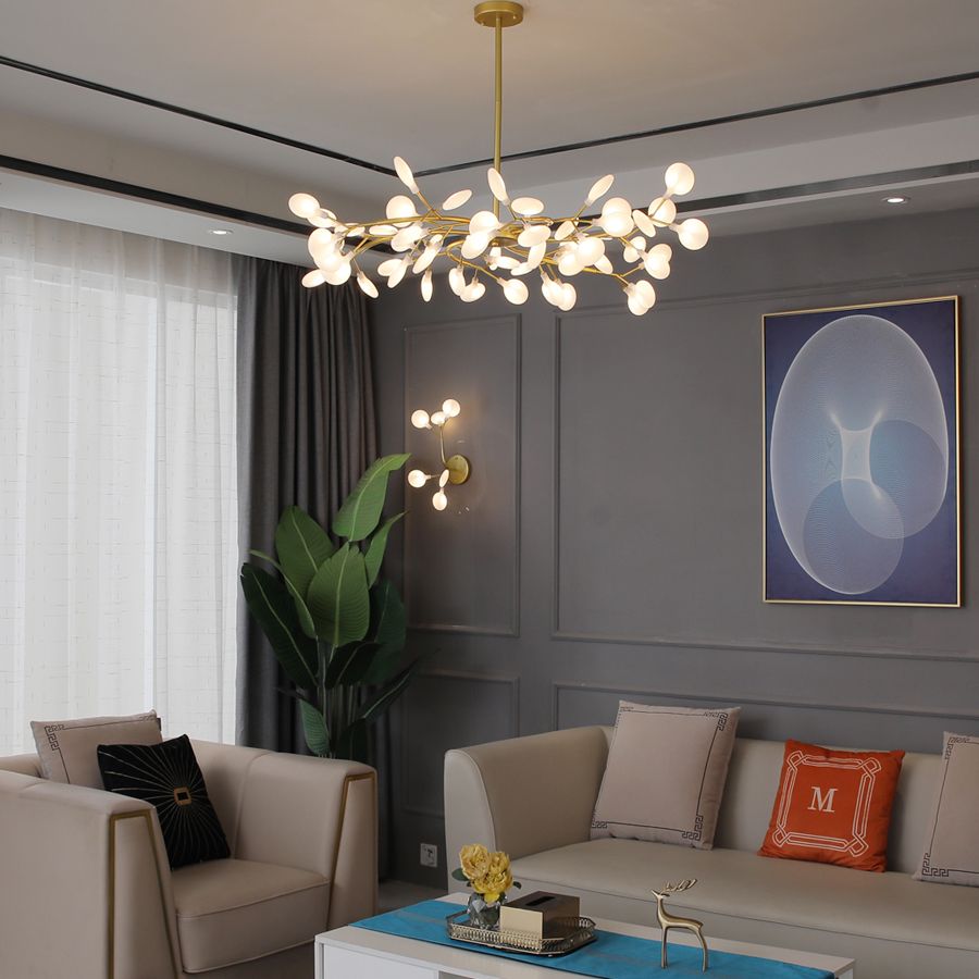 Branching Tree Multi-Light Pendant with Glass Globes for Dining Room & Living Room – Adjustable Hardwire Chandelier | Thomler