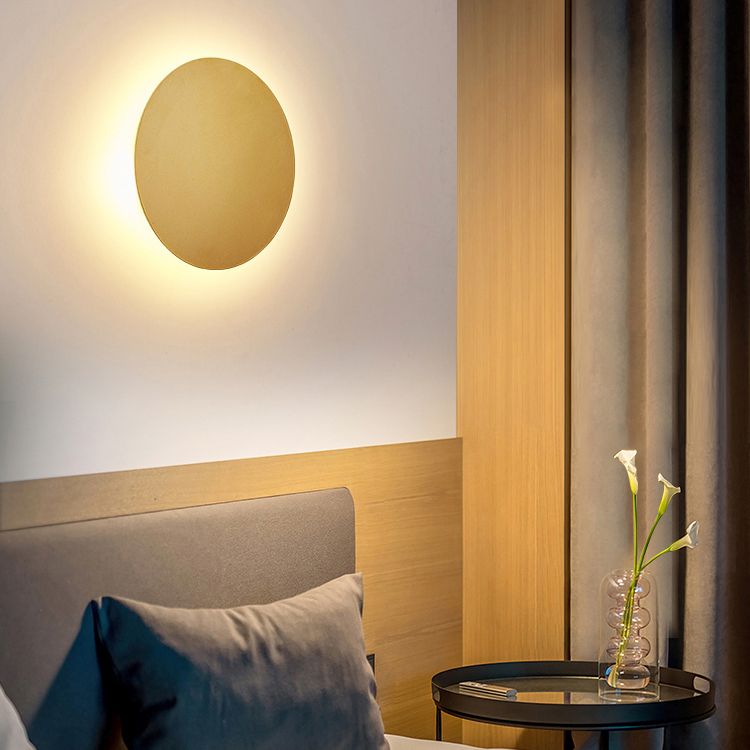 Round Metal Wall Sconce Modern Minimalist LED Light for Bedroom Living Room Black White Gold Finish Hardwired 8 to 20 Inch | Thomler