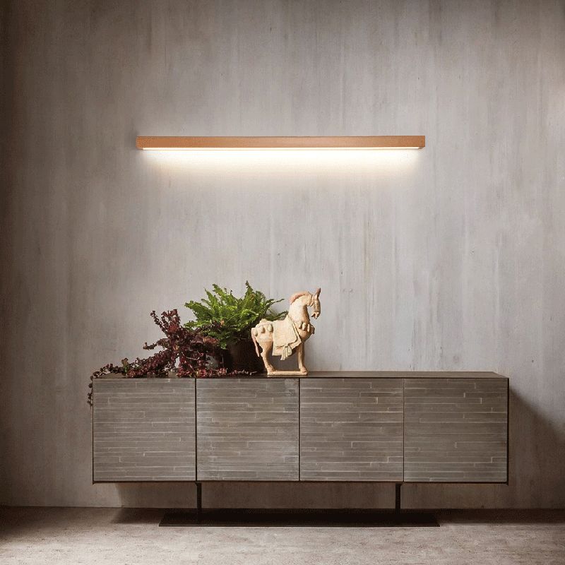 Rectangular Wood LED Wall Sconce with Acrylic Shade for Bedroom & Living Room | Modern Minimalist Mirror Light | Thomler