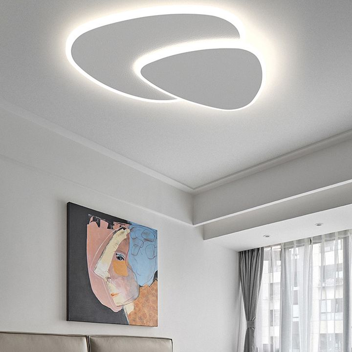 Modern Triangle LED Ceiling Light White Flush Mount for Bedroom Living Room Hallway Dimmable 3 Color Temperatures 16-20 Inch | Thomler