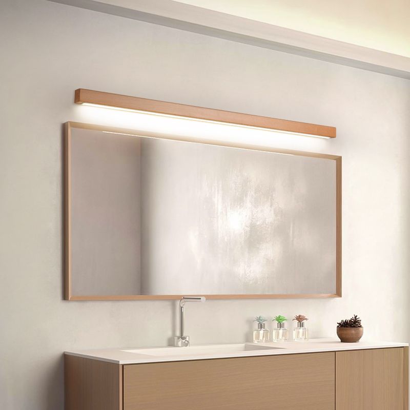 Rectangular Wood LED Wall Sconce with Acrylic Shade for Bedroom & Living Room | Modern Minimalist Mirror Light | Thomler