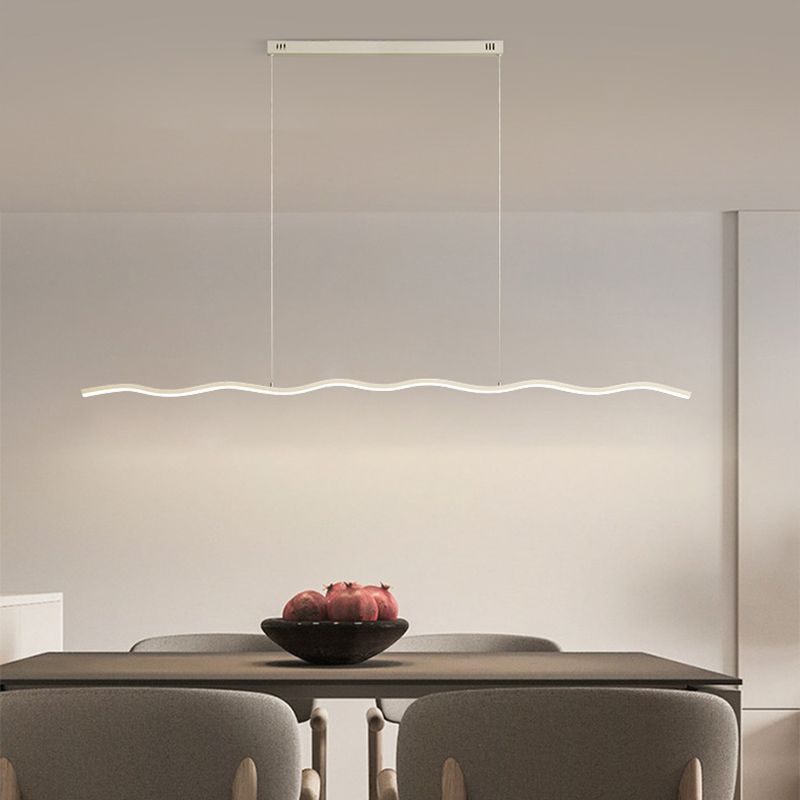 Contemporary Wave LED Linear Suspension Light – Metal Fixture for Living Room, Bedroom & Kitchen | Thomler