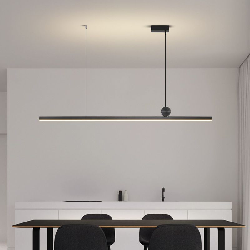 Modern Asymmetric Linear Pendant Light – Black & Gold Metal LED Ceiling Fixture for Dining Room & Living Room | Thomler