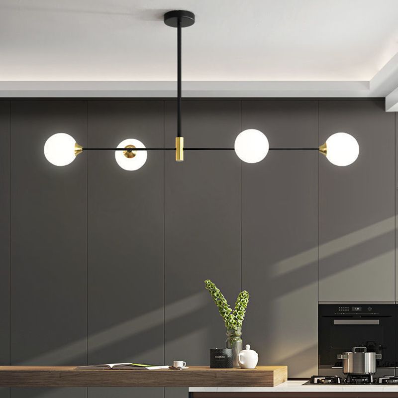 Modern Bubble Glass Chandelier with Black Metal Frame – Multi-Directional Pendant Lighting for Dining Room & Living Room | Thomler