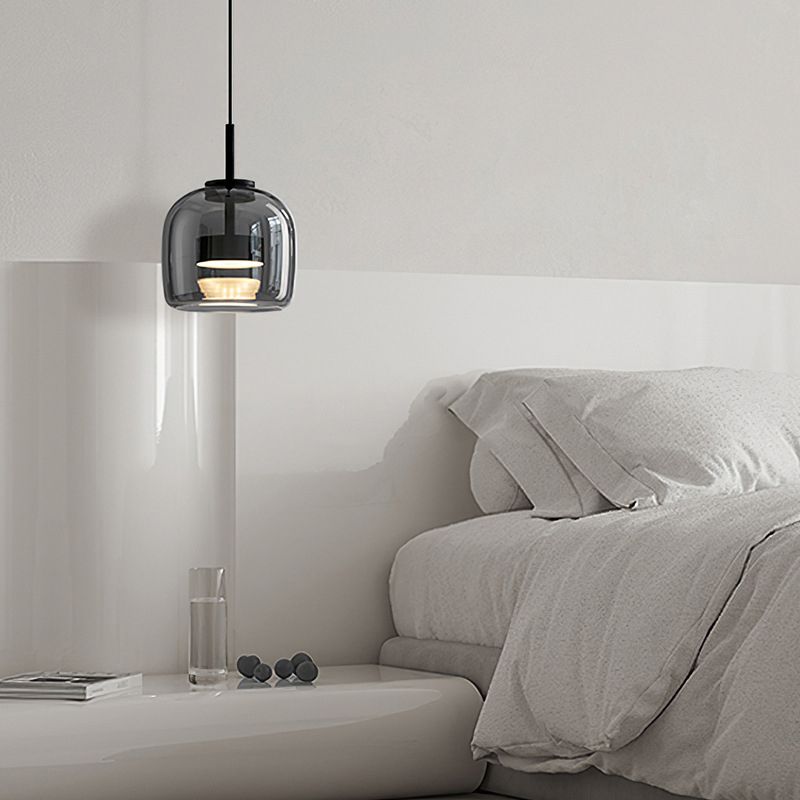 Charcoal Translucent Glass Drop Ceiling Fixture – Modern Ambient Hanging Lamp for Dining Room & Kitchen Island | Thomler