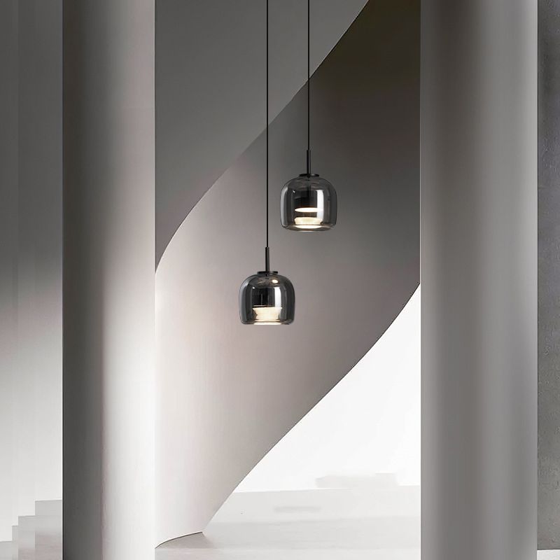Charcoal Translucent Glass Drop Ceiling Fixture – Modern Ambient Hanging Lamp for Dining Room & Kitchen Island | Thomler