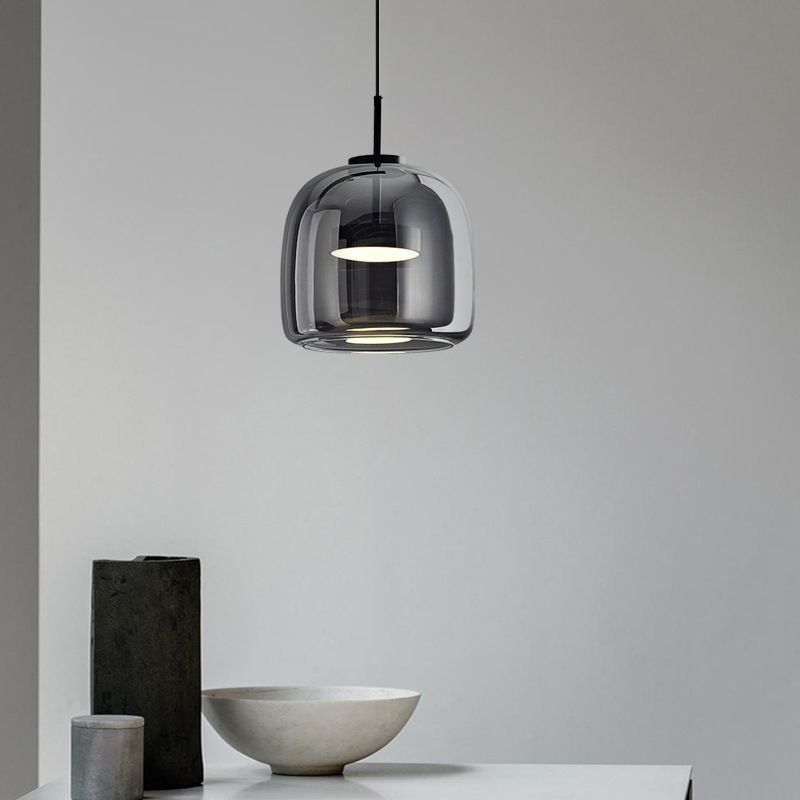 Charcoal Translucent Glass Drop Ceiling Fixture – Modern Ambient Hanging Lamp for Dining Room & Kitchen Island | Thomler