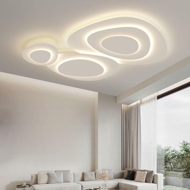 Modern White Cloud Metal Ceiling Light Flush Mount for Bedroom Living Room Dining Room | Dimmable LED Surface Mount Fixture | Thomler