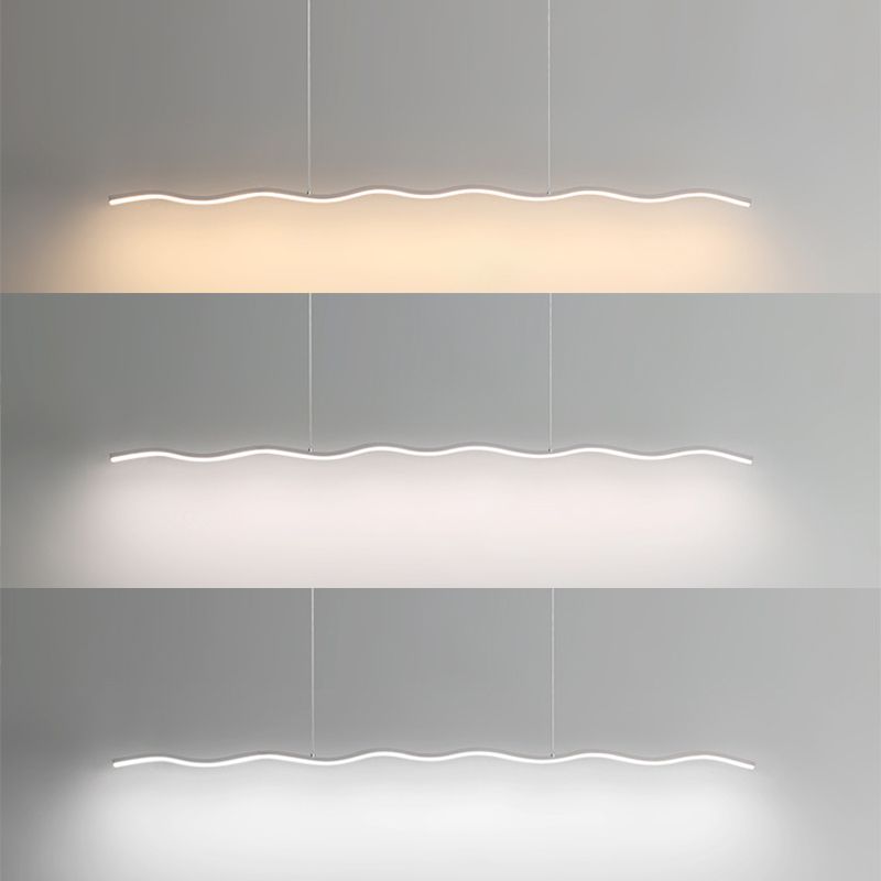 Contemporary Wave LED Linear Suspension Light – Metal Fixture for Living Room, Bedroom & Kitchen | Thomler