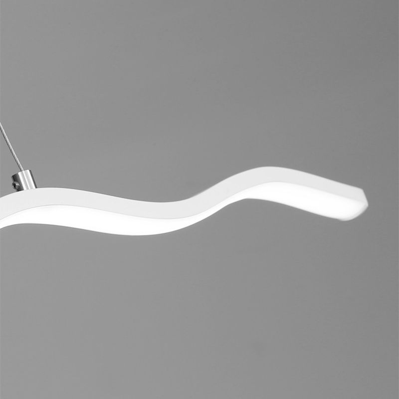 Contemporary Wave LED Linear Suspension Light – Metal Fixture for Living Room, Bedroom & Kitchen | Thomler