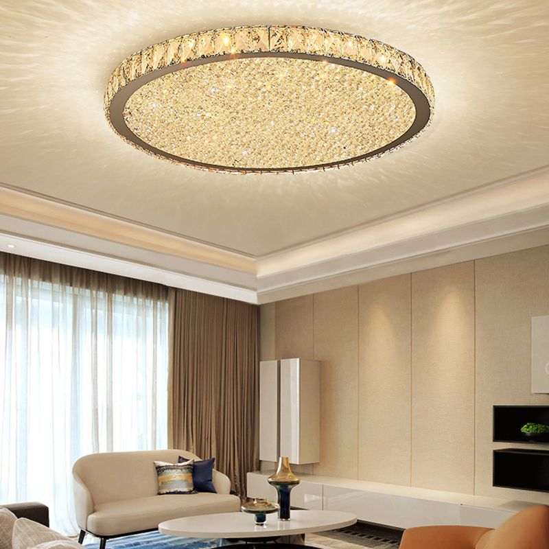 Crystal Flush Mount Overhead Fixture – Elegant Metal & Glass Design for Bedroom, Dining, Living Room | Thomler