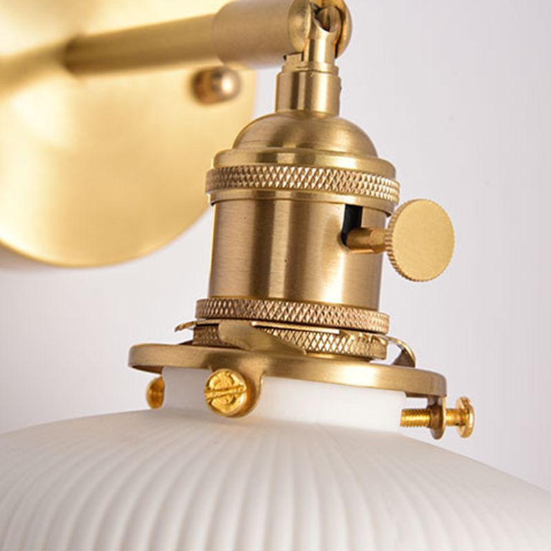 Ceramic Wall Sconce with Geometric Metal Mount – White Hardwired Fixture for Bedroom, Hallway & Bath | Thomler