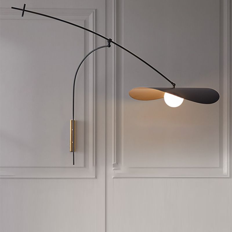 Curved Arc Wall Sconce with Frosted Gold Glass Shade for Bedroom & Living Room | Thomler