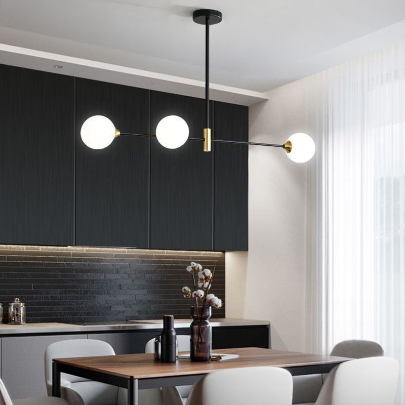 Modern Bubble Glass Chandelier with Black Metal Frame – Multi-Directional Pendant Lighting for Dining Room & Living Room | Thomler