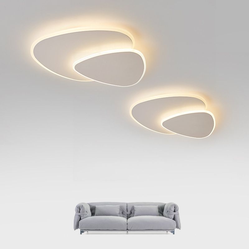 Modern Triangle LED Ceiling Light White Flush Mount for Bedroom Living Room Hallway Dimmable 3 Color Temperatures 16-20 Inch | Thomler