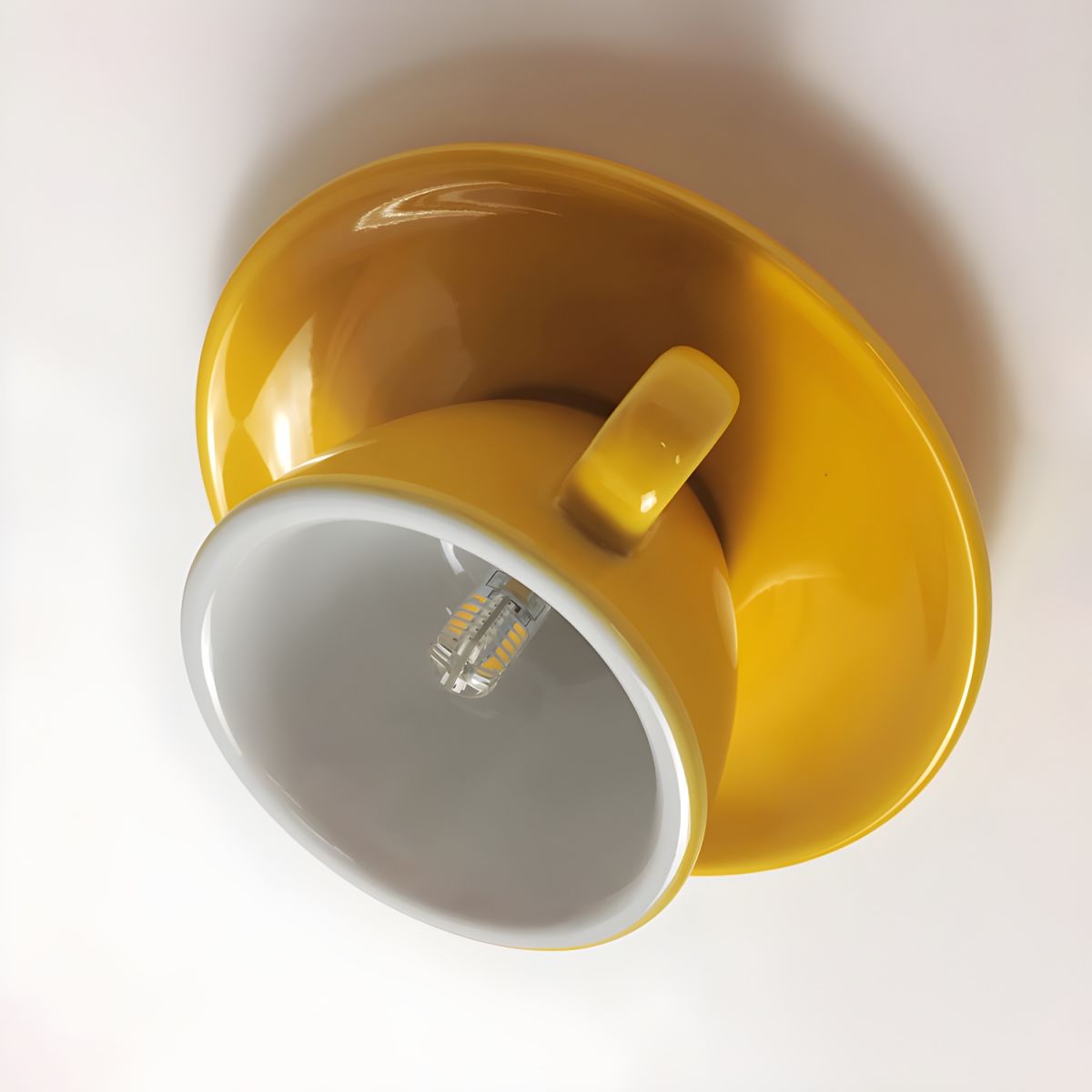 Ceramic Coffee Cup Ceiling Light Fixture – Flush Mount in Yellow, Blue, Pink & More Colors for Bedroom, Dining Room, Living Room | Thomler
