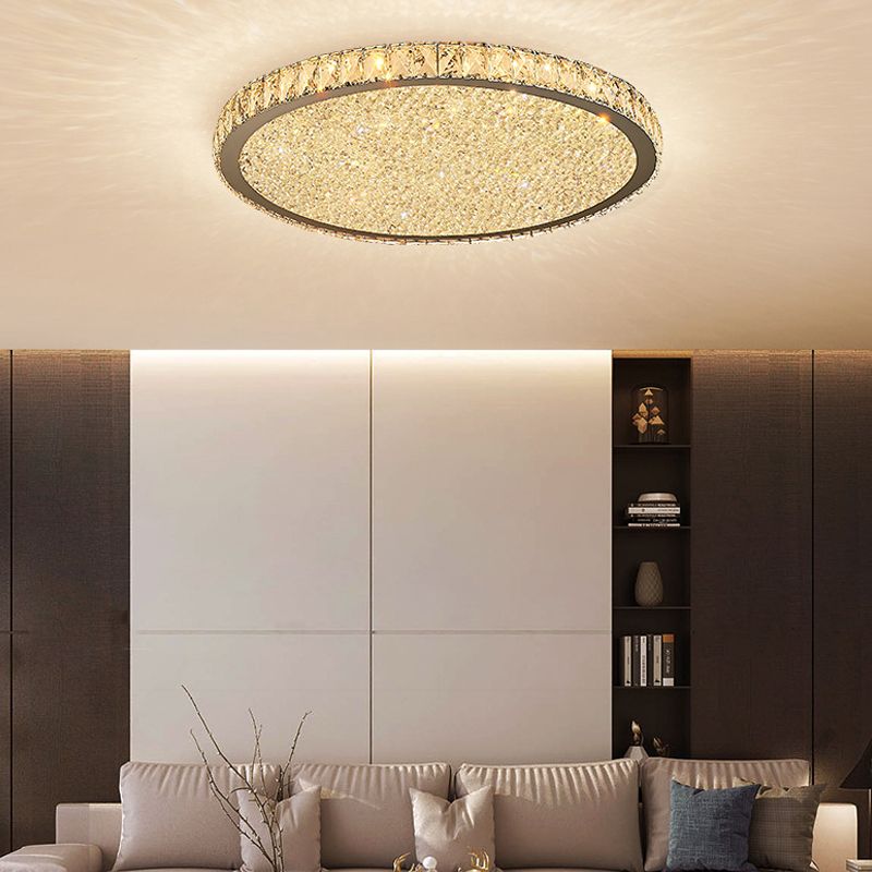 Crystal Flush Mount Overhead Fixture – Elegant Metal & Glass Design for Bedroom, Dining, Living Room | Thomler