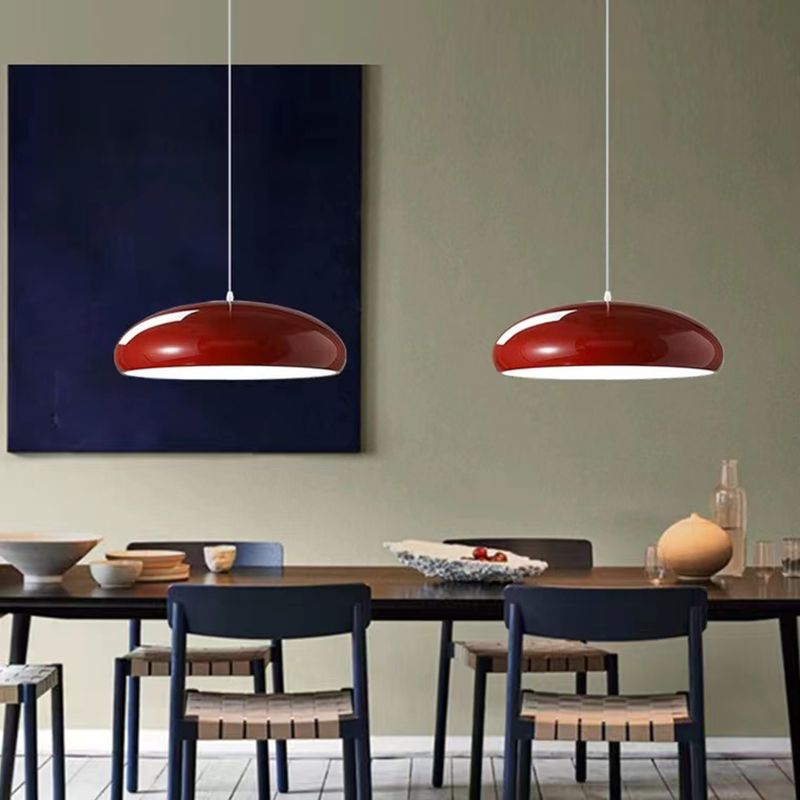 Metal Dome Pendant Light for Dining Room & Kitchen Island, Adjustable Hanging Ceiling Fixture with Curved Shade, Modern LED Bulb | Thomler