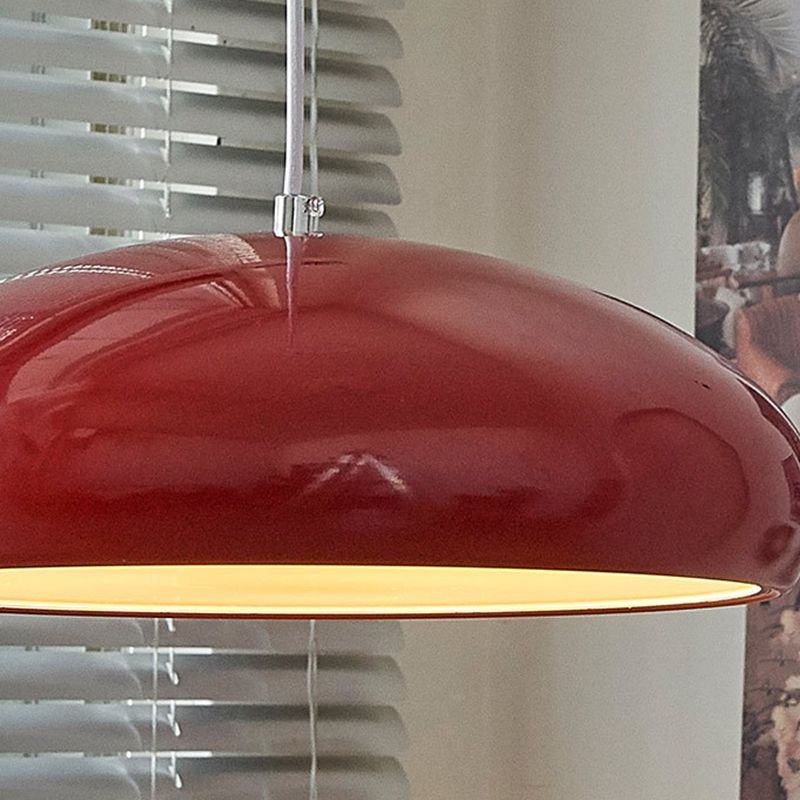 Metal Dome Pendant Light for Dining Room & Kitchen Island, Adjustable Hanging Ceiling Fixture with Curved Shade, Modern LED Bulb | Thomler