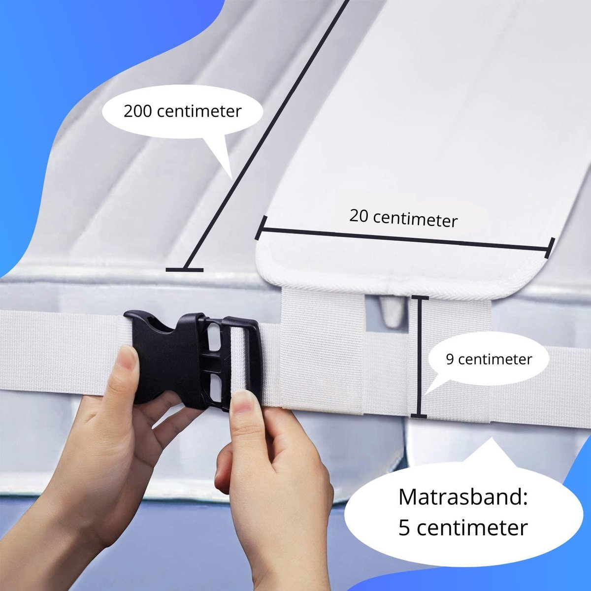 Mattress Wedge Foam 200.0 cm x 20.0 cm x 7.0 cm White Gap Filler Double Bed Anti-Slip Bridge Stabiliser Bed Connector | Thomler