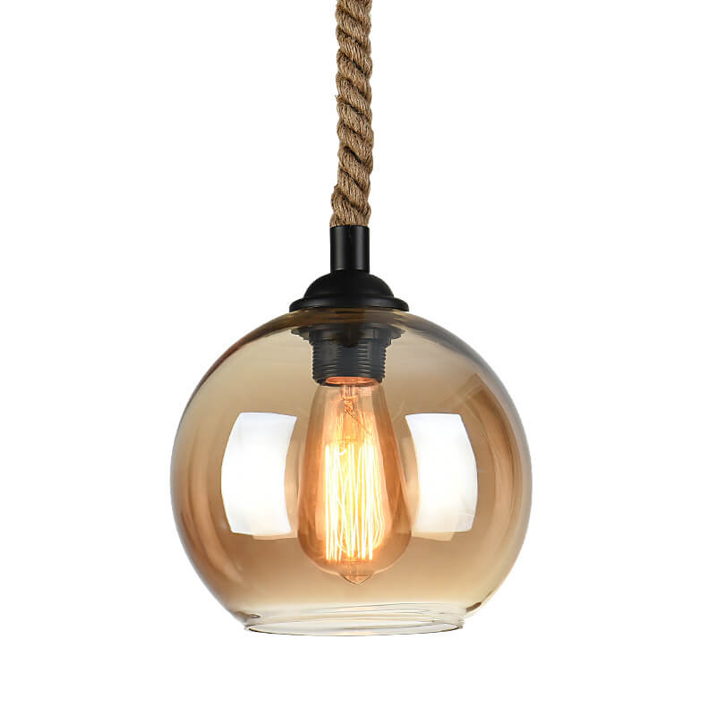 Pendant Light Glass Rope 9.8 in Adjustable Hallway Living Room Bedroom Modern Ceiling Lamp | Thomler