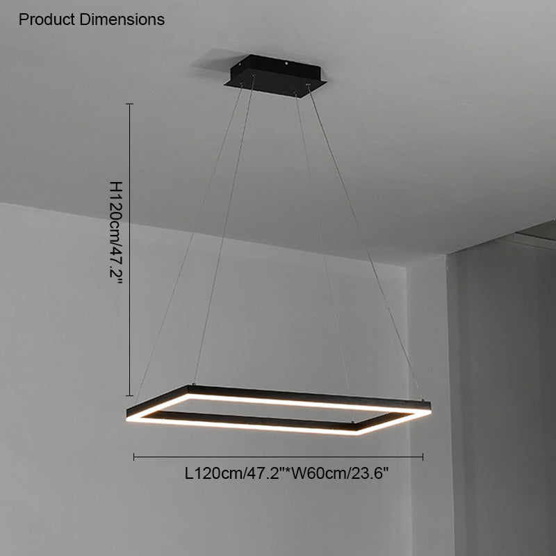 Chandelier Metal Integrated LED 47 in Adjustable Black Living Room Dining Room Pendant Light | Thomler