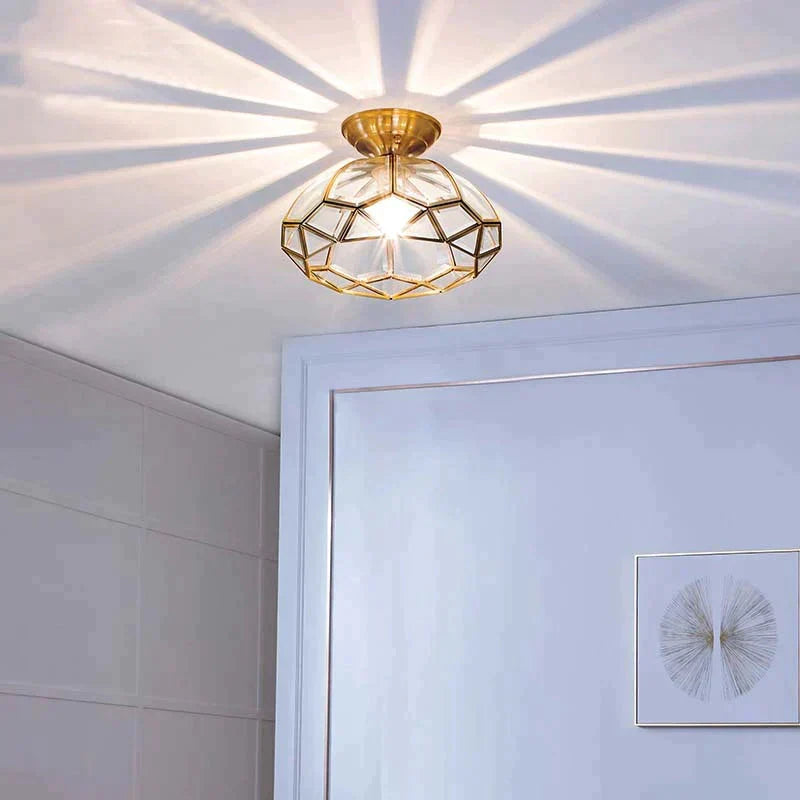 Copper Flush-Mount LED Ceiling Light Fixture for Hallways, Entryways, Bedrooms – Single-Lamp Minimalist Design with E27 Socket | Thomler