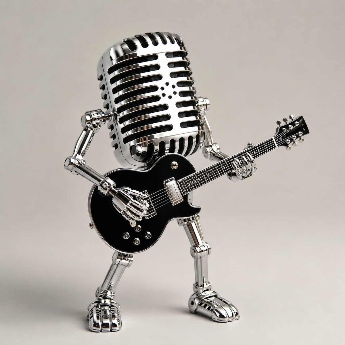 Metal Robot Figure Desk Lamp with Guitar & Adjustable Light for Bedroom Nightstand | Thomler