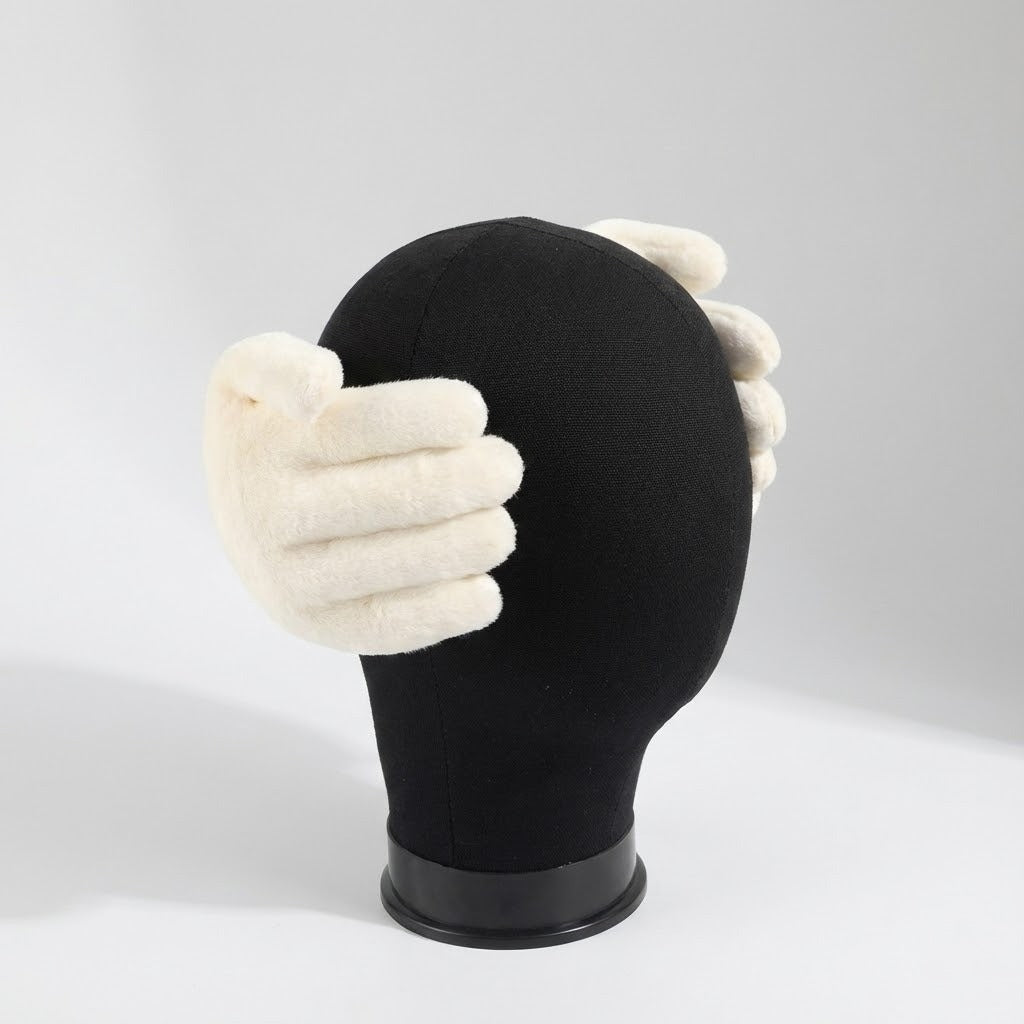 Plush Hand-Shaped Ear Warmers – Cozy Padded Earmuffs for Cold Weather | Winter Headband Accessory for Men & Women | Soft Cotton Ear Covers | Thomler