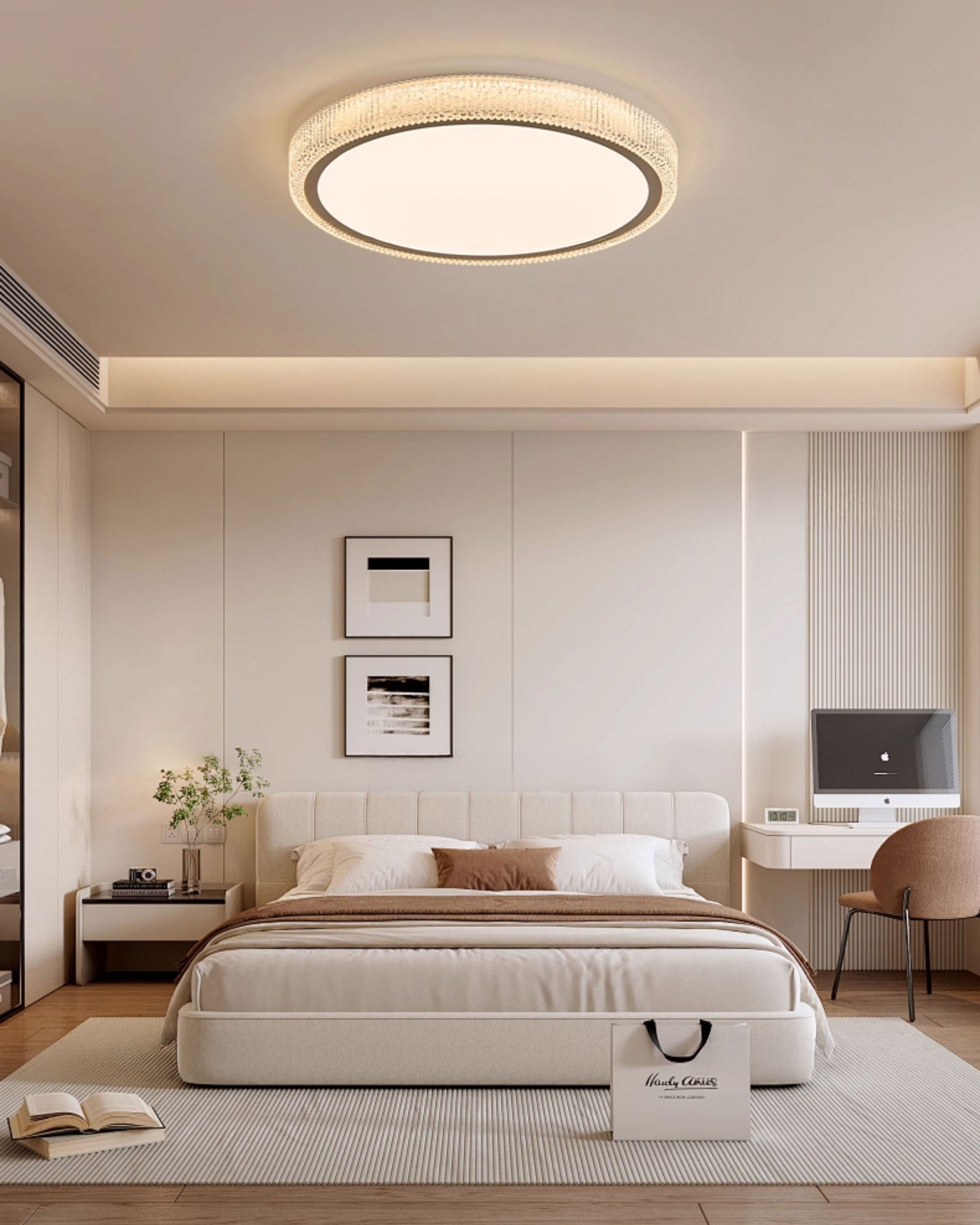 Ceiling Light Metal Acrylic 16 in Round 22W Bedroom Modern Flush Mount Fixture | Thomler
