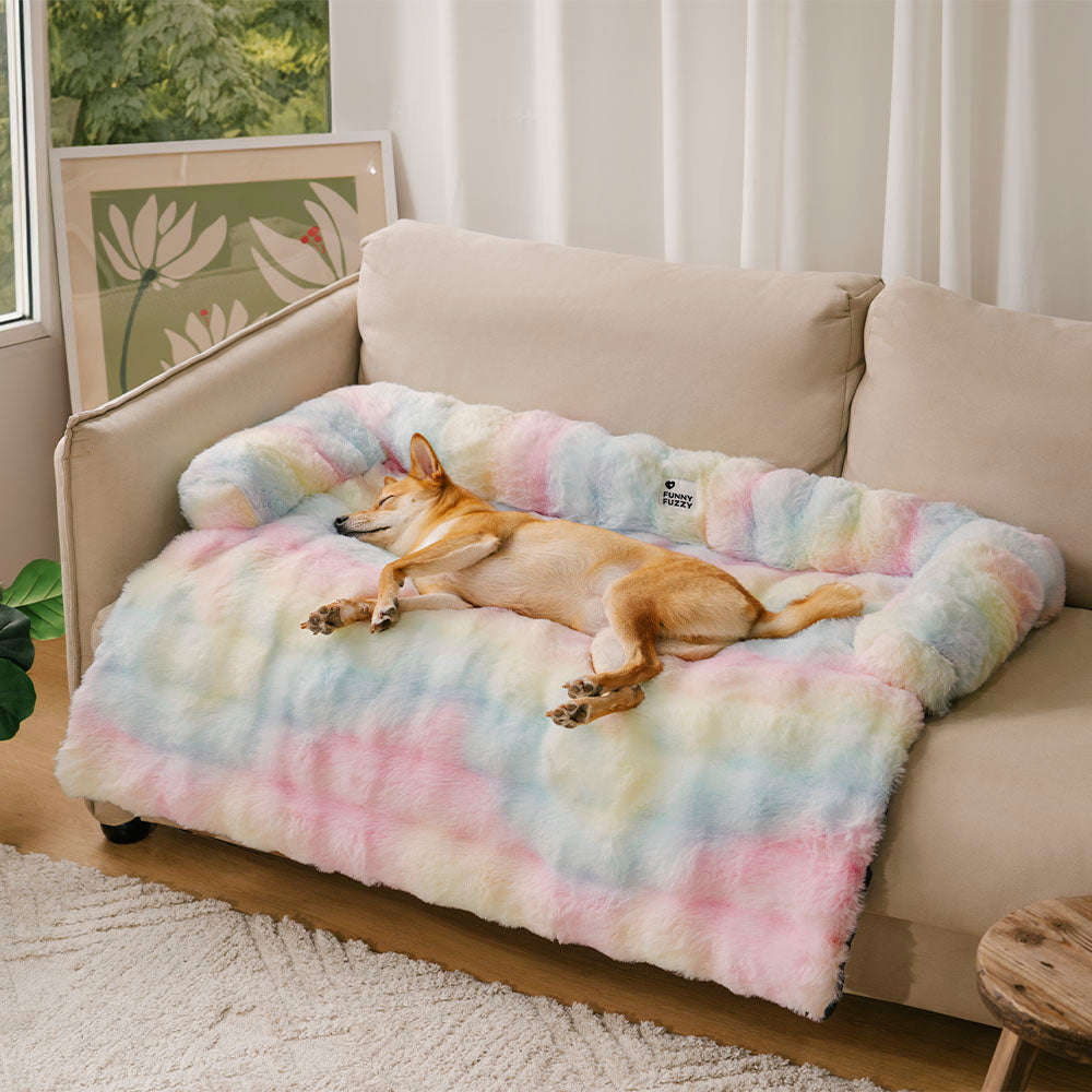 Ultra-Plush Pet Couch Cover & Cushion Mat for Dogs and Cats - Washable Non-Slip Furniture Protector Throw Blanket with Deep Pile Faux Fur | Thomler