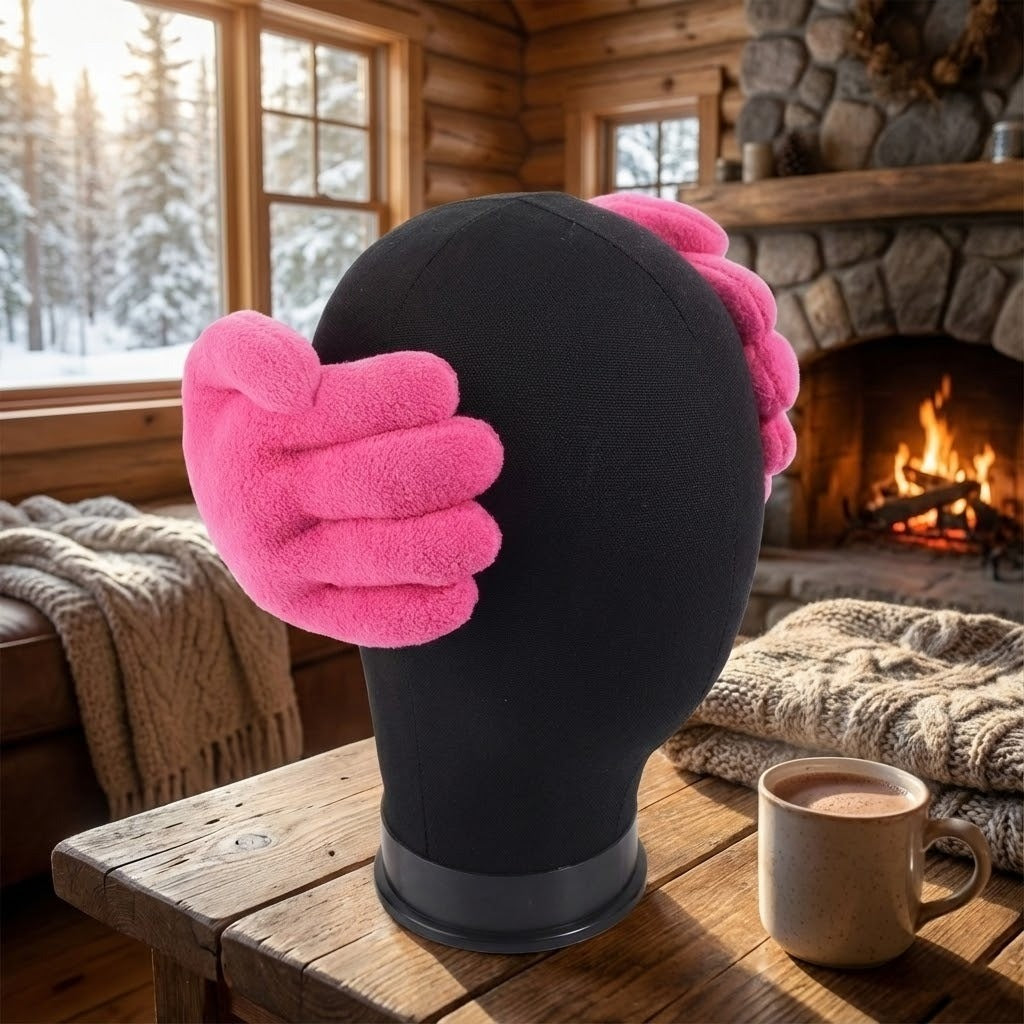 Plush Hand-Shaped Ear Warmers – Cozy Padded Earmuffs for Cold Weather | Winter Headband Accessory for Men & Women | Soft Cotton Ear Covers | Thomler
