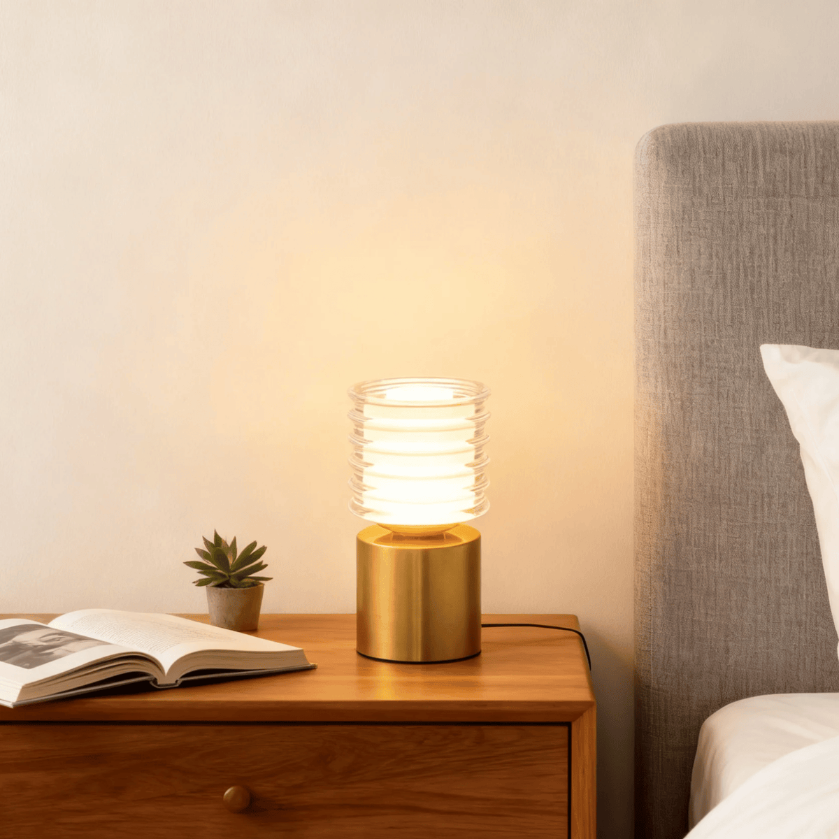 Cordless Dimmable LED Desk Lamp – Rechargeable Touch-Control Accent Light with 3 Color Modes – Metal & Acrylic Portable Lighting for | Thomler