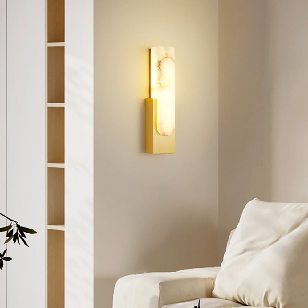 Wall Lamp Alabaster 19.7 in Gold LED Bedroom Hallway Modern Sconce Lighting Fixture | Thomler