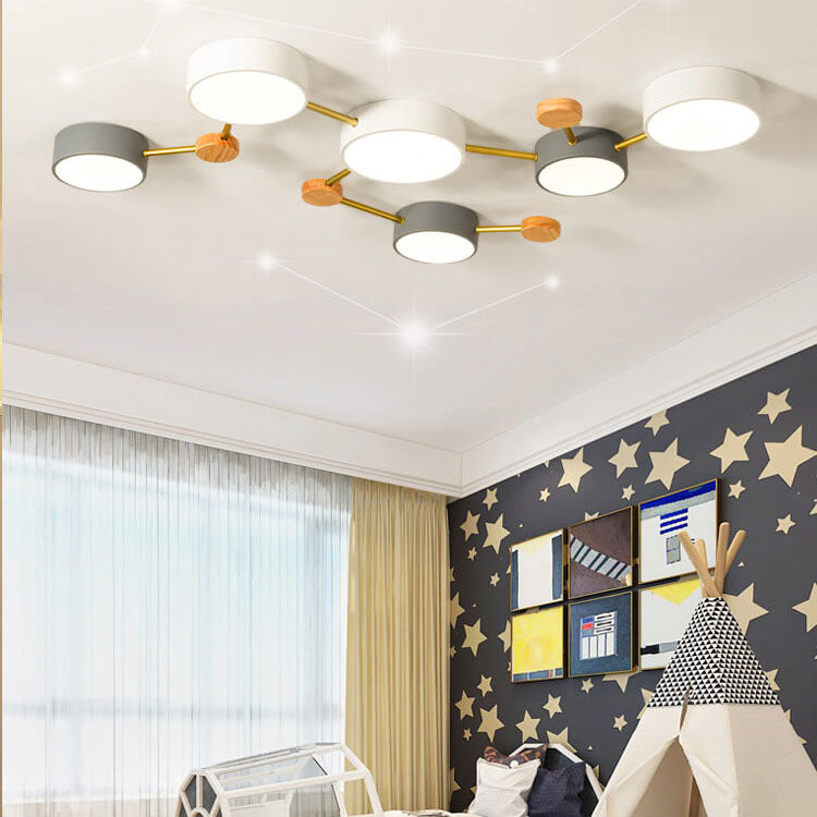 Contemporary Ceiling Light with Natural Wood Accents & Integrated LED | Geometric Multi-Bar Design for Living Rooms, Bedrooms, Hallways | Thomler