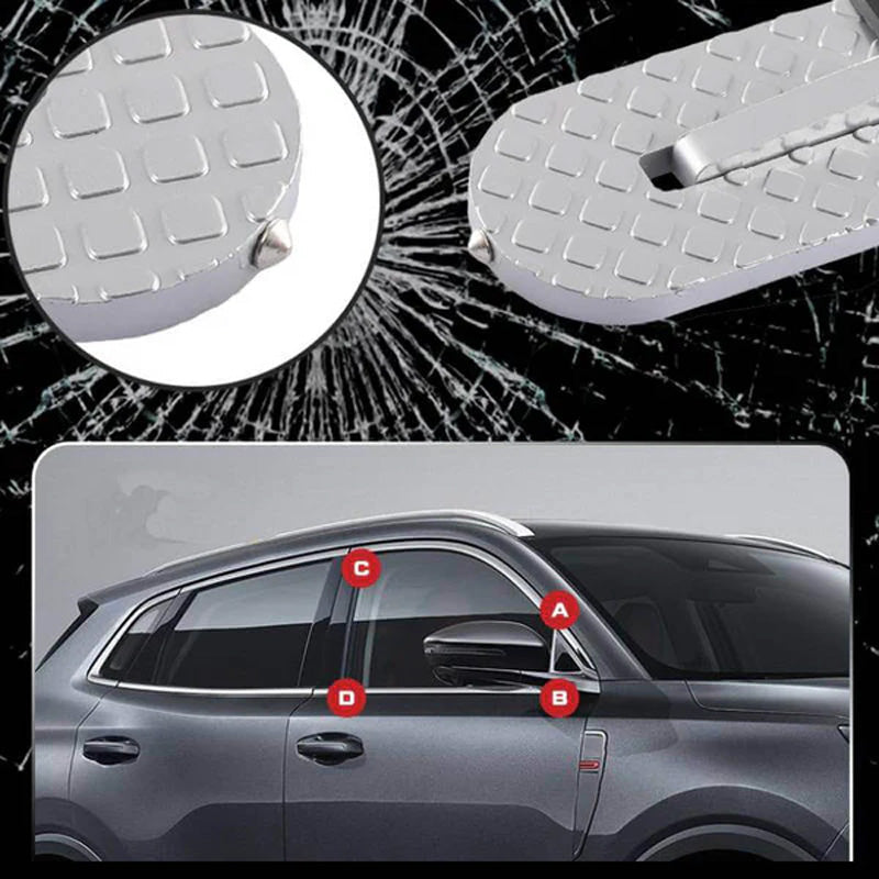 Rooftop Access Step with Emergency Glass Breaker for SUVs, Trucks & Jeeps – Foldable Aluminum Car Door Latch Hook Footstep with Protective | Thomler