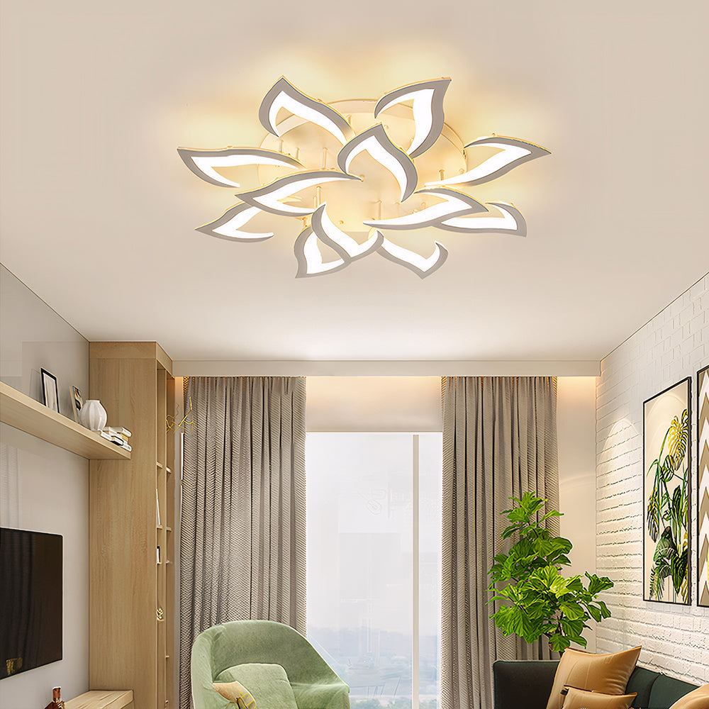 Ceiling Lamp Metal Acrylic 55.0 cm Black LED Living Room Bedroom Floral Flush Mount Lighting | Thomler