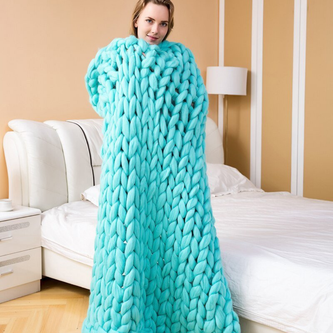 Chunky Knit Wearable Throw Blanket for Women – Cozy Oversized Shawl Wrap with Sleeves – Soft Cable Knit Design for Couch, Outdoor Evening | Thomler