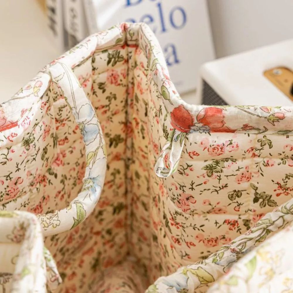 Fabric Storage Bin with Botanical Print – Collapsible Organizer for Closet, Shelf & Dresser – Lightweight Canvas Cube for Shoes, Linens & | Thomler