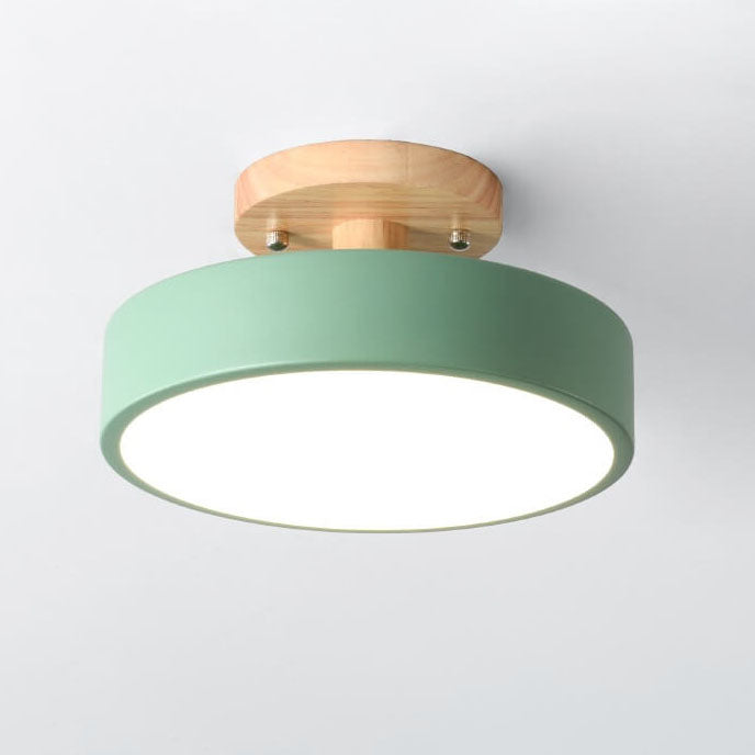 Wooden Circle Flush Mount LED Ceiling Light for Bedroom, Hallway & Living Room - Modern Wood Grain Design | Thomler