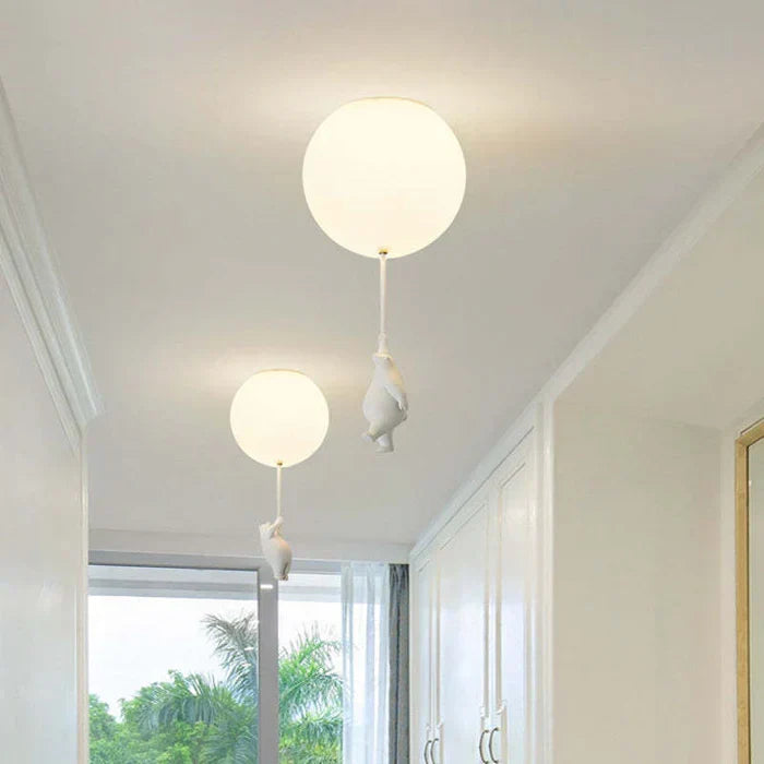 Kids Bear Balloon Ceiling Light Fixture - Whimsical Pendant Lamp for Nursery Bedroom Playroom | Thomler